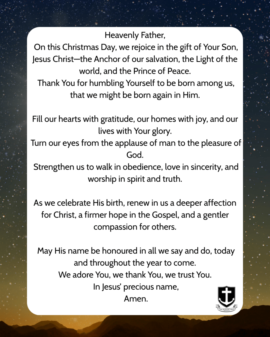 A Prayer for Christmas&nbsp;Day